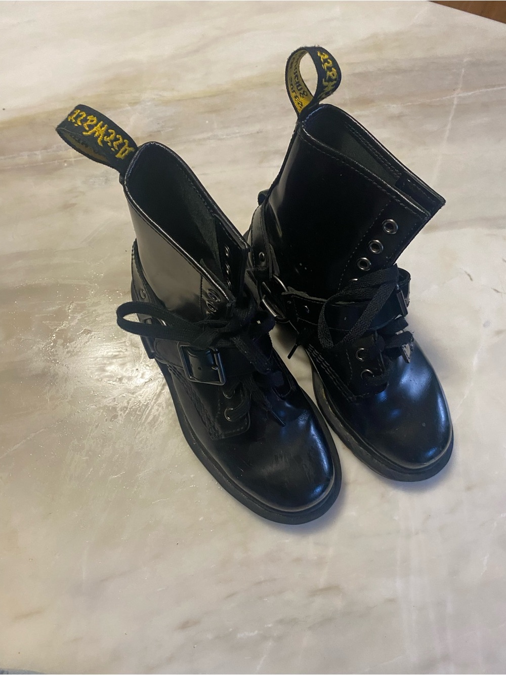 Dr. Martens 1460 Harness Black Leather Combat Boots Buckle Detail UK 3 US L 5 - Picture 2 of 10